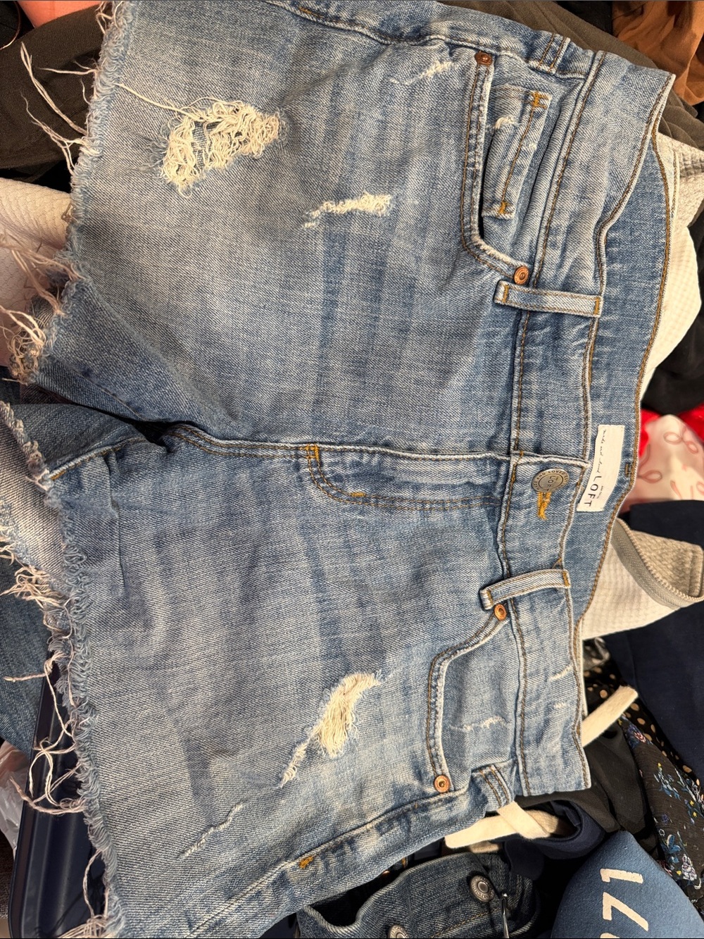 LOFT Light Blue Distressed Denim Jean Shorts